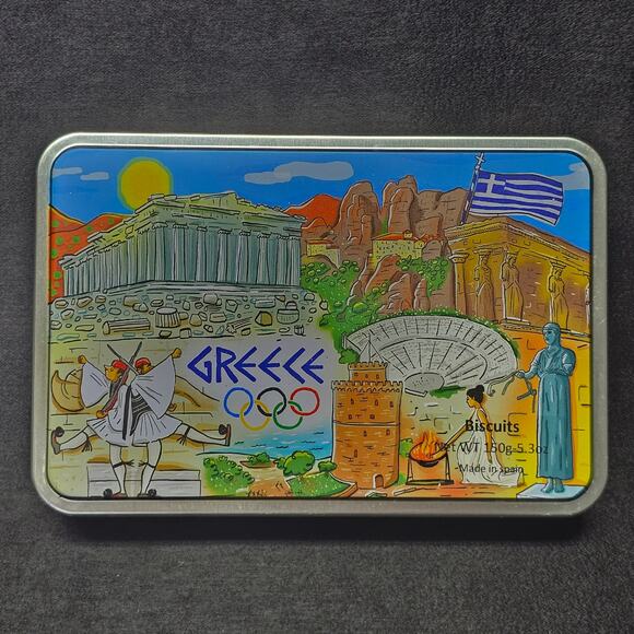 Greece Olympics Collectible Metal Tin Made in Spain - Picture 1 of 7